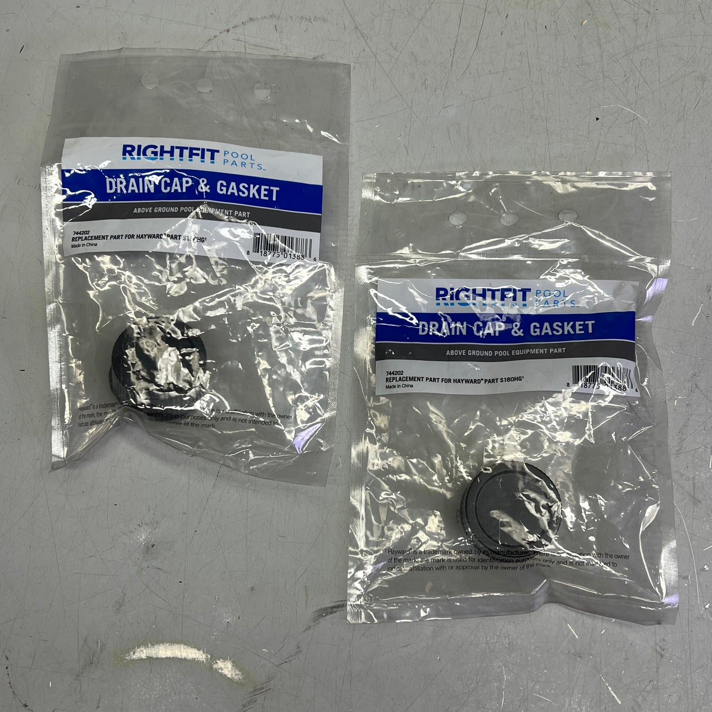 RIGHT FIT (2 PACK) Pool Parts Drain Cap & Gasket Kit For Hayward SX180HG 744202