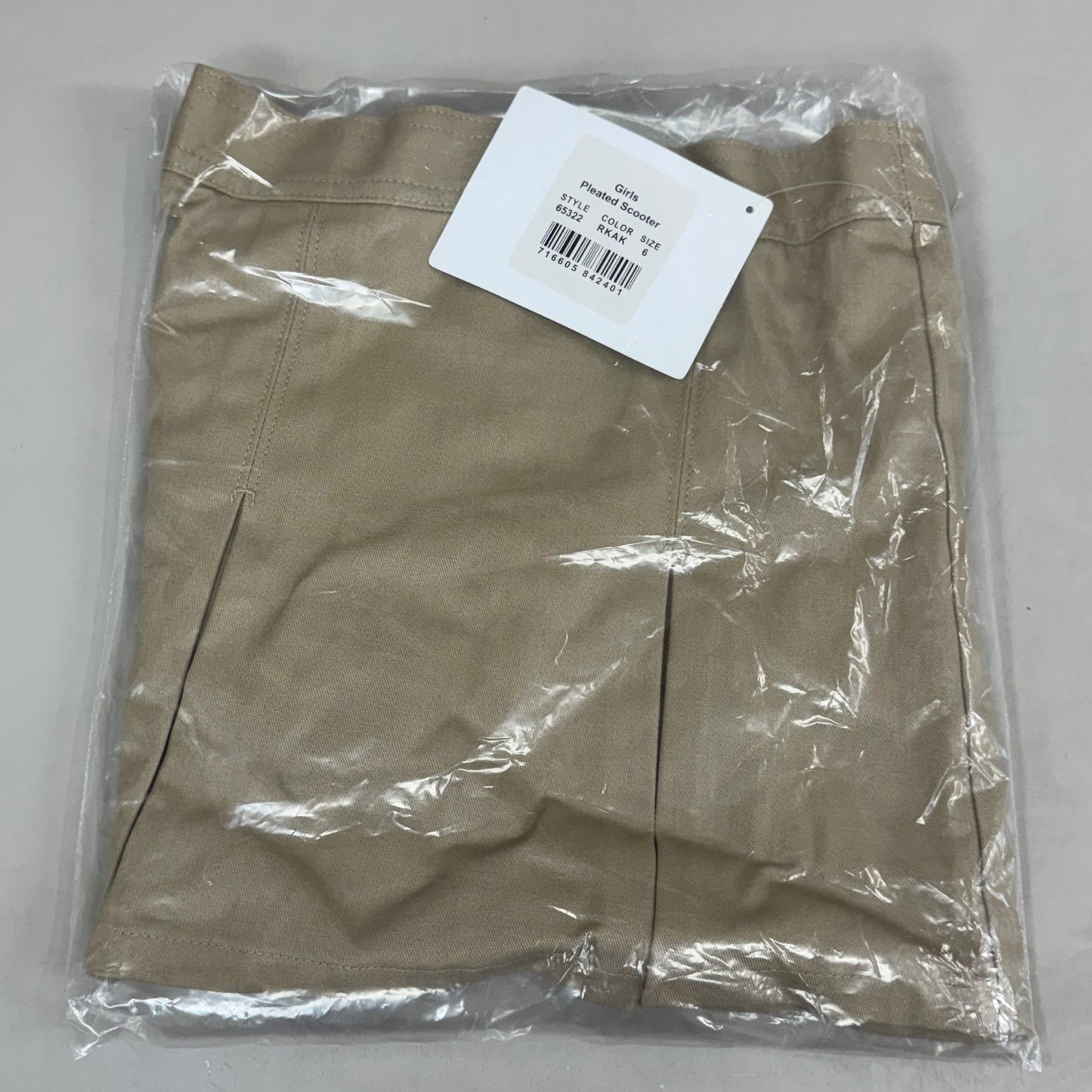 PLUSE UNIFORM (2 PACK) Girls Pleated Skirt w/ Built-in Shorts Youth Girl's Sz 6 Khaki