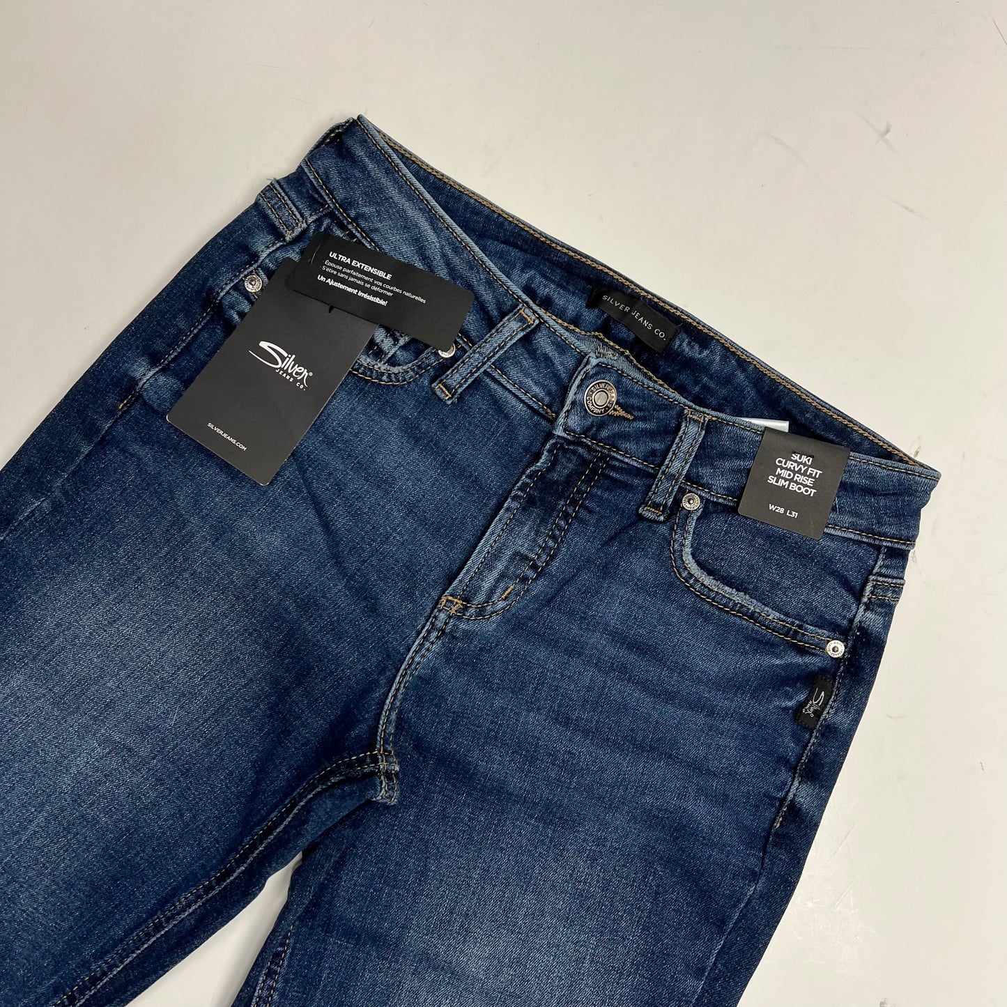 SILVER JEANS CO Suki Curvy Mid Rise Slim Boot Jean Women's Sz 28/31 Indigo