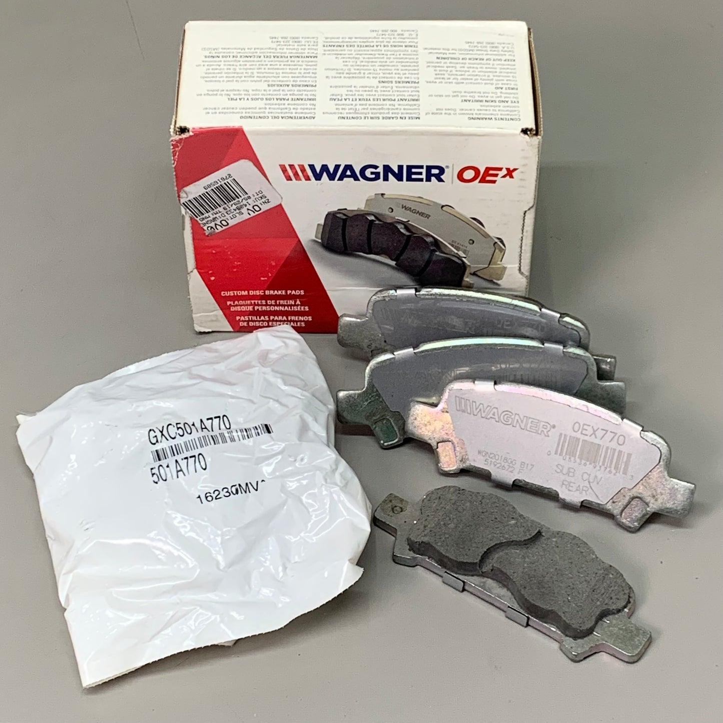 WAGNER OEx Ceramic Disc Brake Pad Set 4 1/2" x 2" Grey OEX770