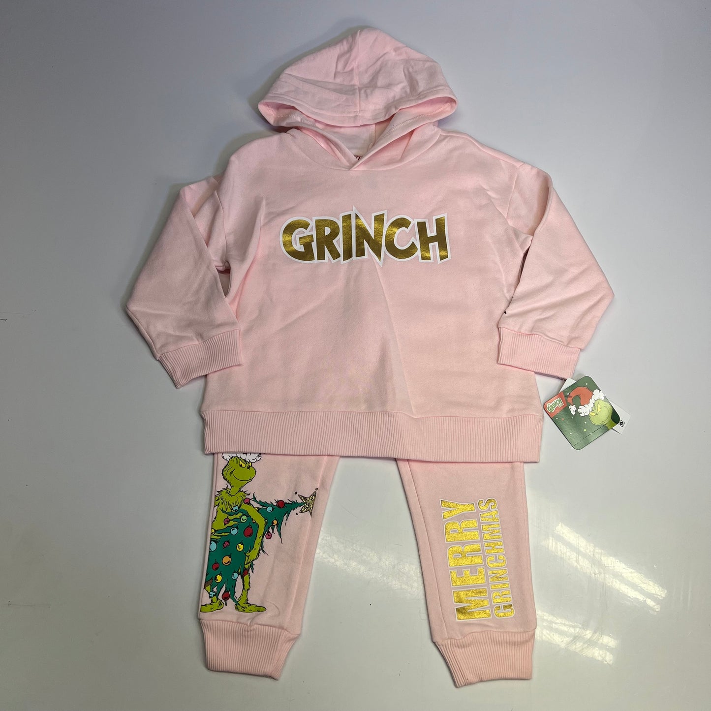 DR. SUESS Printed Grinch & Characters Sweatshirt & Jogger Set Girl's Sz 4T Pink