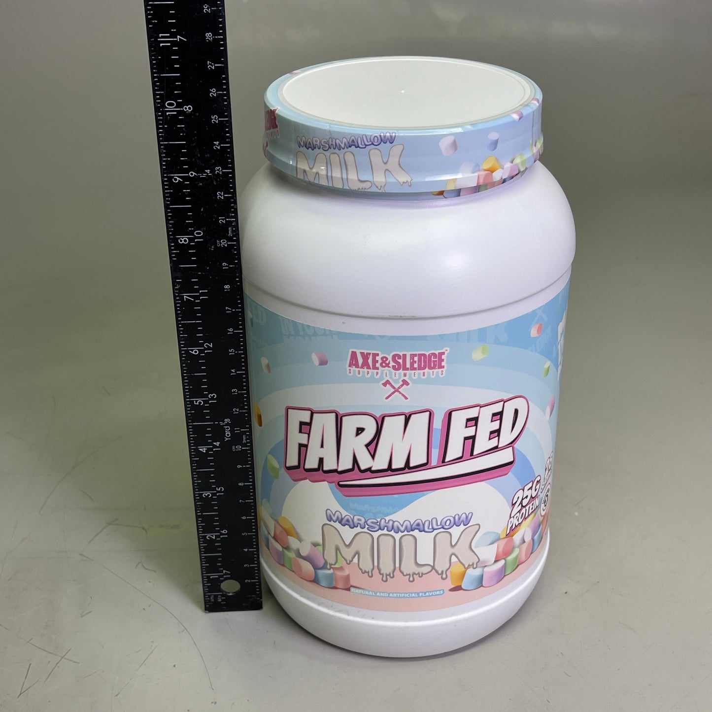 ZA@ AXE & SLEDGE Farm Fed 25G 100%Whey Protein Marshmallow Milk 28 Servings BB 04/26 C