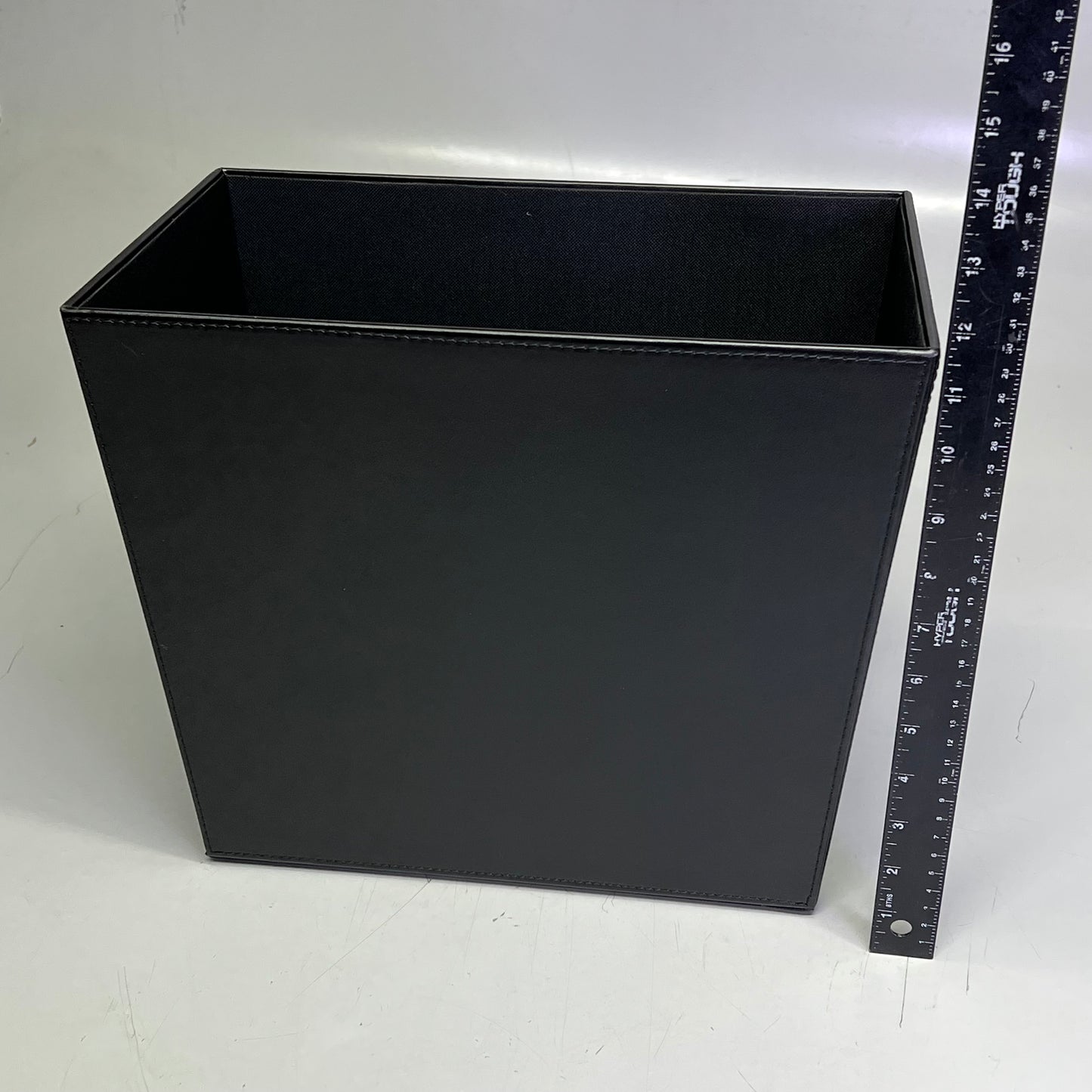 ROOM360 Faux Leather London Recycle Bin Vinyl Construction 17qt Black RWA021L21