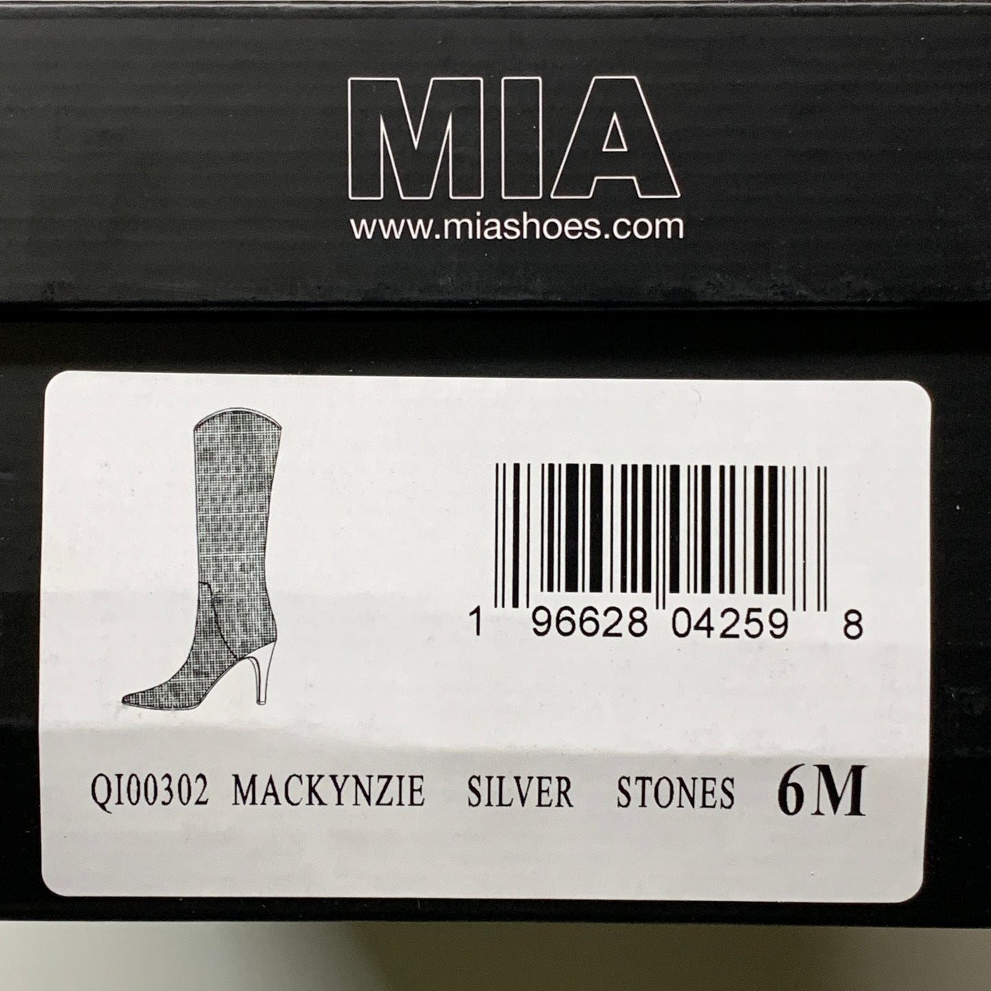 MIA Mackynzie Silver Stone Tall Heeled Boots Sz 6M Q100302
