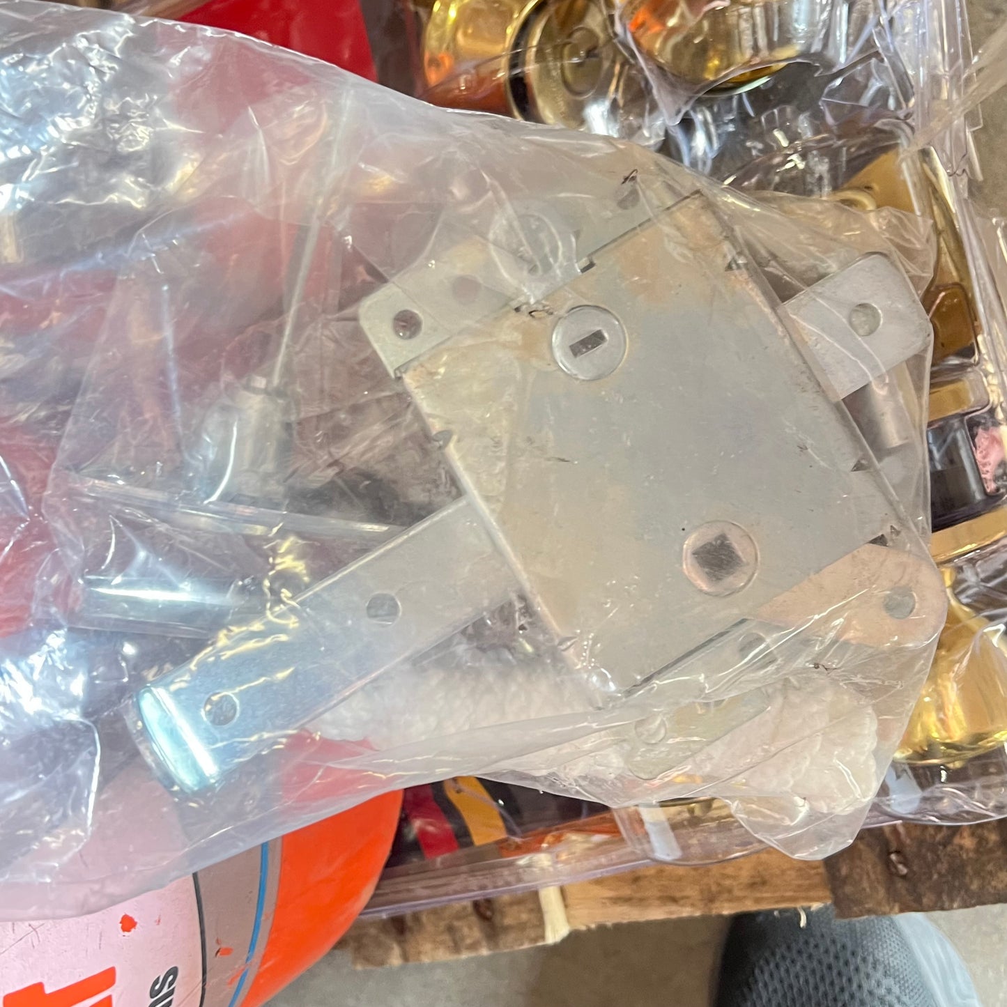 ZA@ Pallet of MIXED Pallet of Hardware, Door Hardware, Bucket, Display Parts & More!!!! (AS-IS)