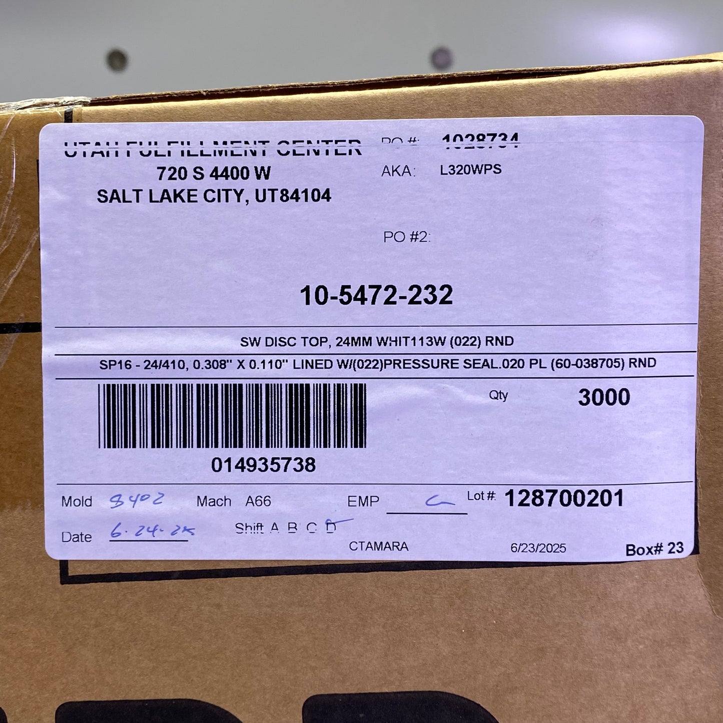 MRP (3000 Pcs) Cover Caps 1"H White 014935738