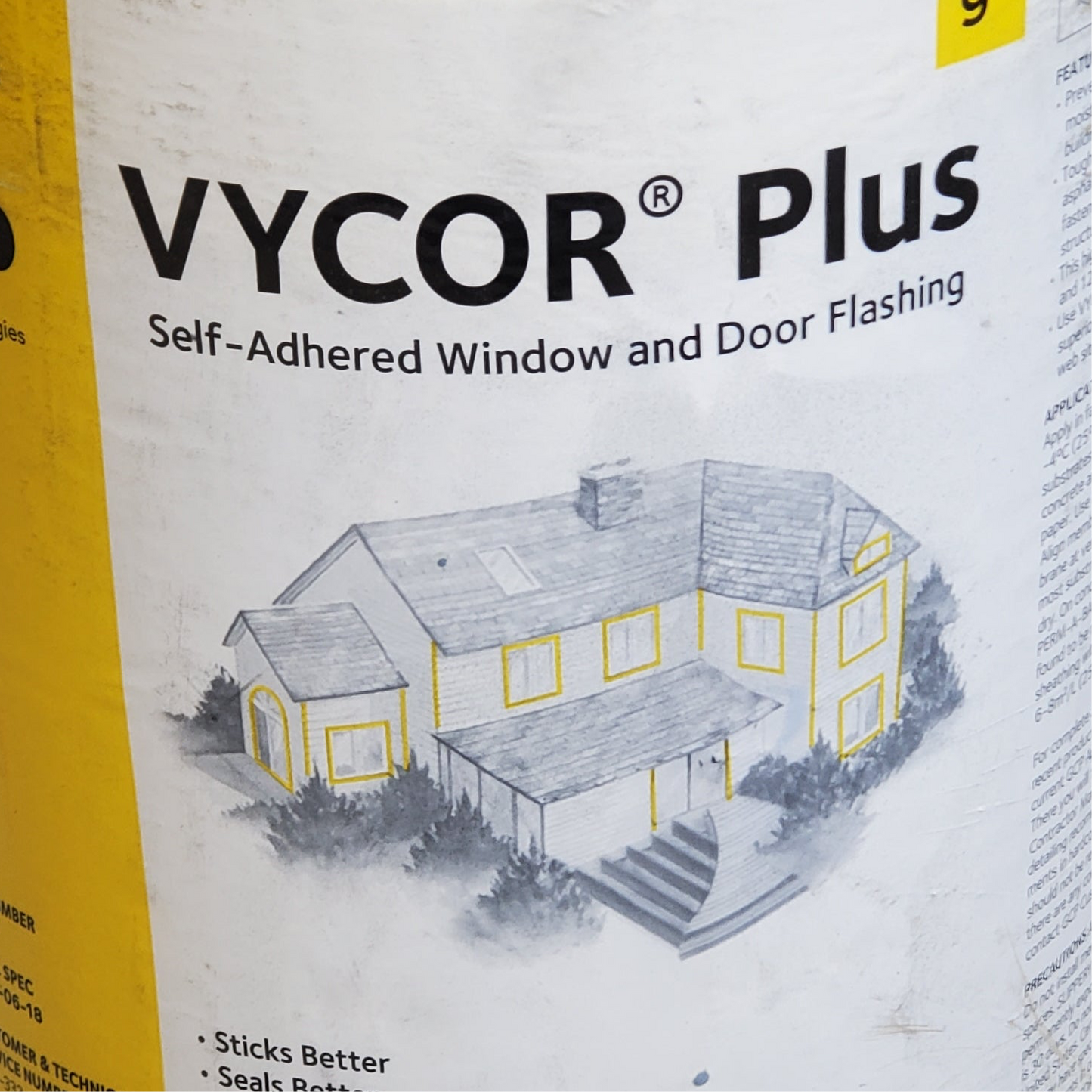 VYCOR Plus Self Adhered Flashing for Windows, Doors & Critical Non-Roof Details 9"x75' 21481