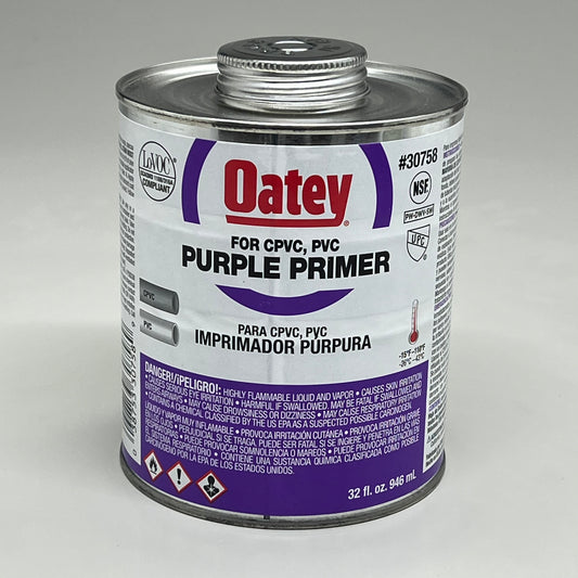 OATEY Aggressive Purple Primer CPVC & PVC Purple Tint 32 fl oz 30758