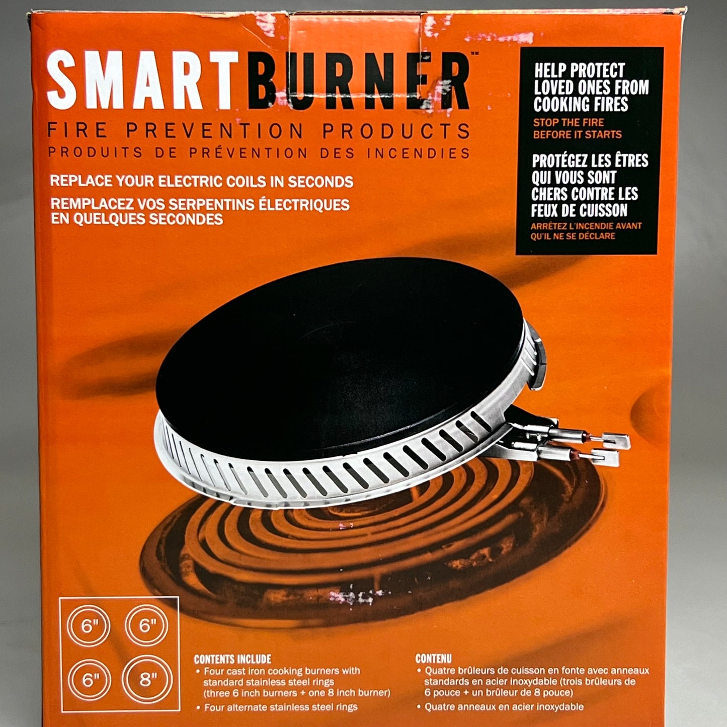 SMARTBURNER (4 PACK) Cast Iron Cooking Burners (3 x 6-inch burners and 1 x 8-inch burner)