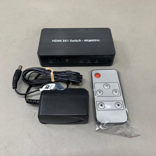 MONSTER 3-Way 4K HDMI Switch W/ Remote Control 6"x8" Black JHIU0128