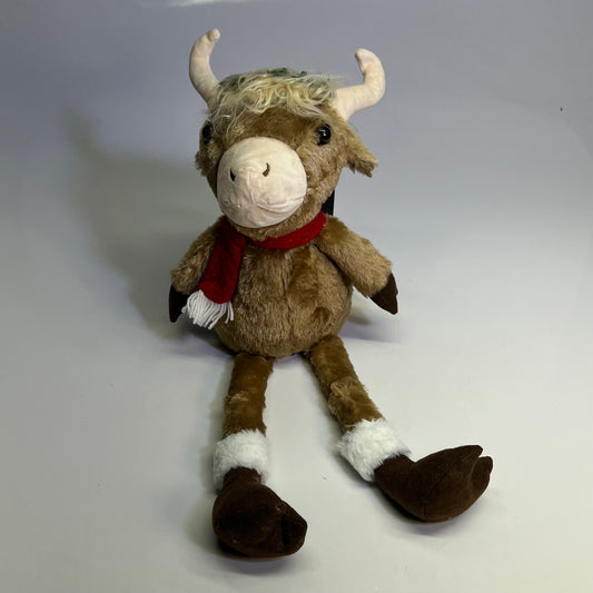 GERSON Plush Holiday Highland Cow Shelf Sitter 24" Light Brown 2801210