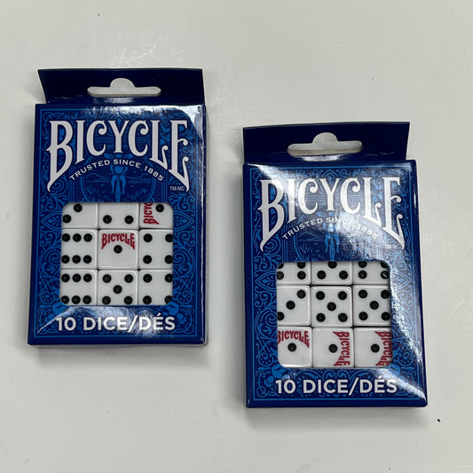 ZA@ BICYCLE (2 PACK, 10 EACH) Playing Rolling Dice 6 Sided Black/White
