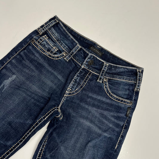 SILVER JEANS CO Mid Rise Straight Luxe Stretch Jean Women's Sz 31/36 Aurora