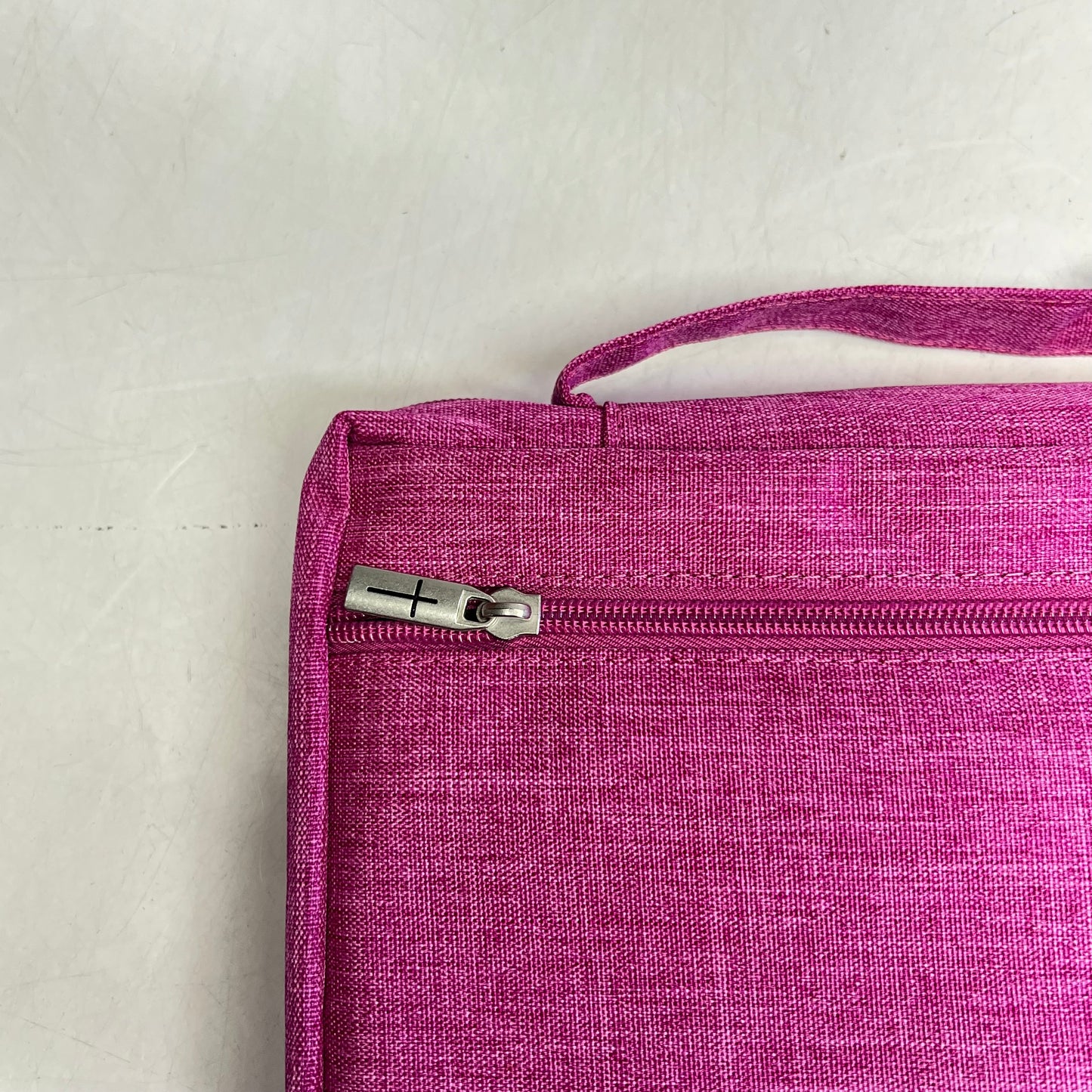 CHRISTIAN ART GIFTS Poly Canvas Value Bible Cover W/ Ichthus Patch 8"x11" Raspberry Pink BBC786