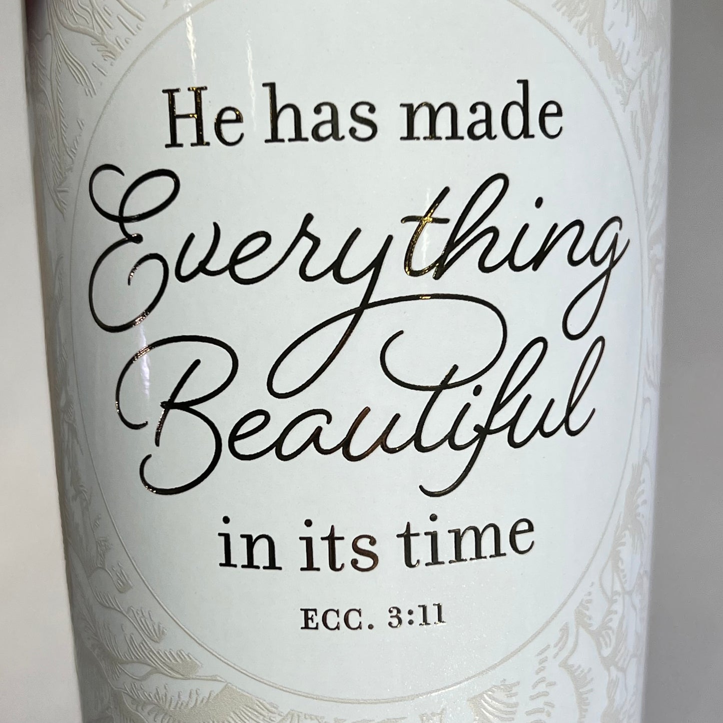 CHRISTIAN ART GIFTS Ecclesiastes 3:11 Stainless Steel  Tumbler 18 Fl Oz White