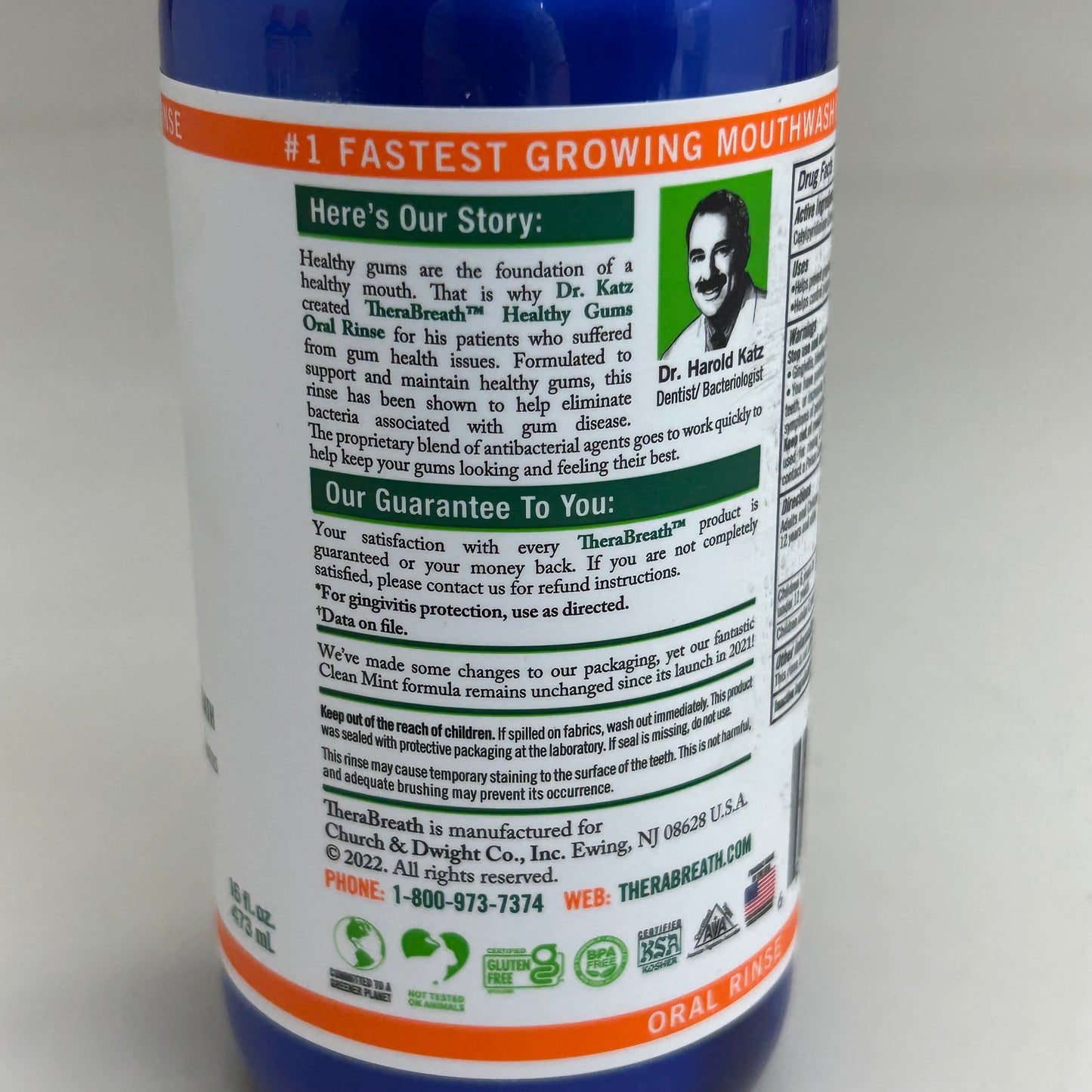 ZA@ THERABREATH (3 Pack) Healthy Gums Oral Rinse Clean Mint 16fl Oz