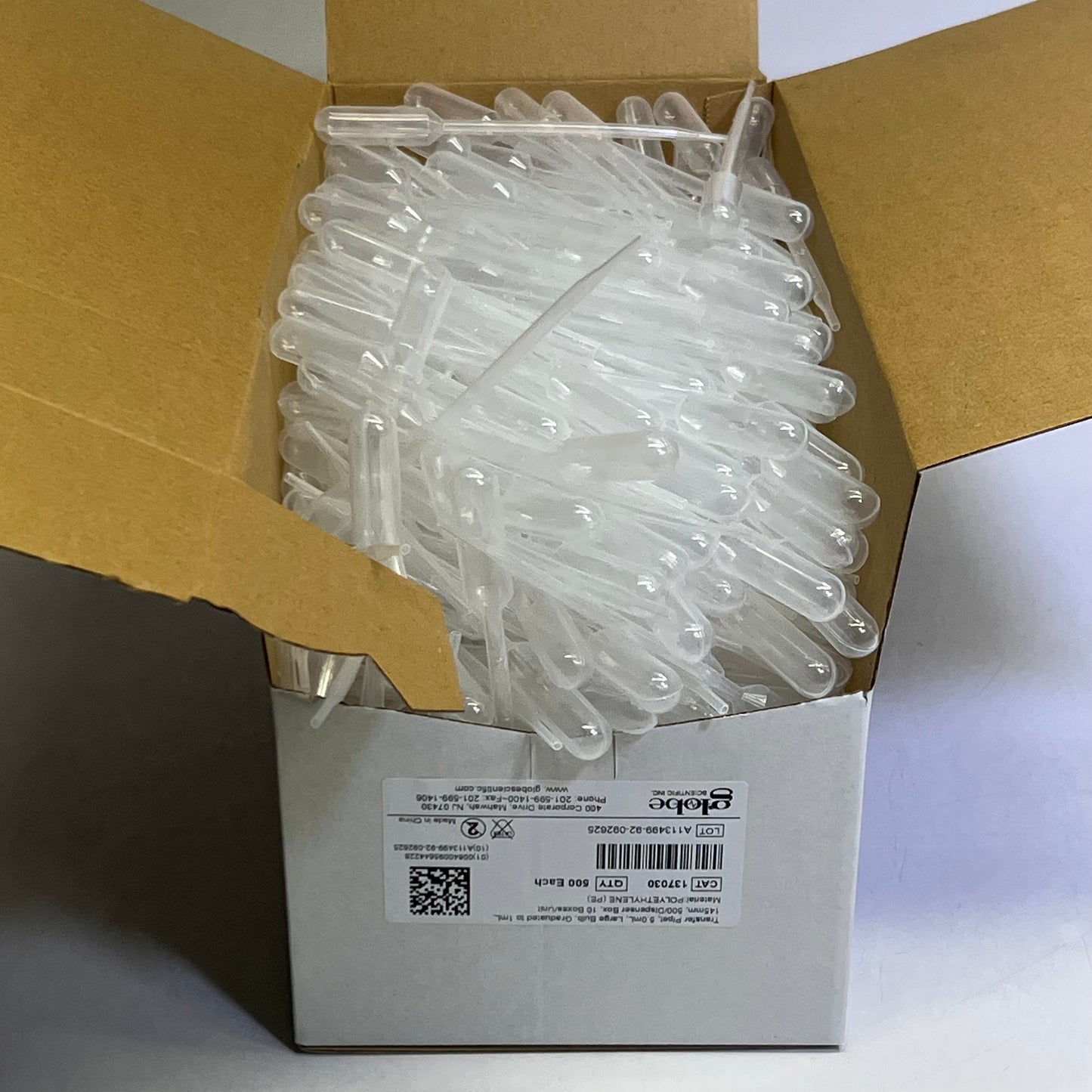 GLOBE SCIENTIFIC (500 PACK) Transfer Pipet Polyethylene Clear Large Bulb 5.0mL 137030