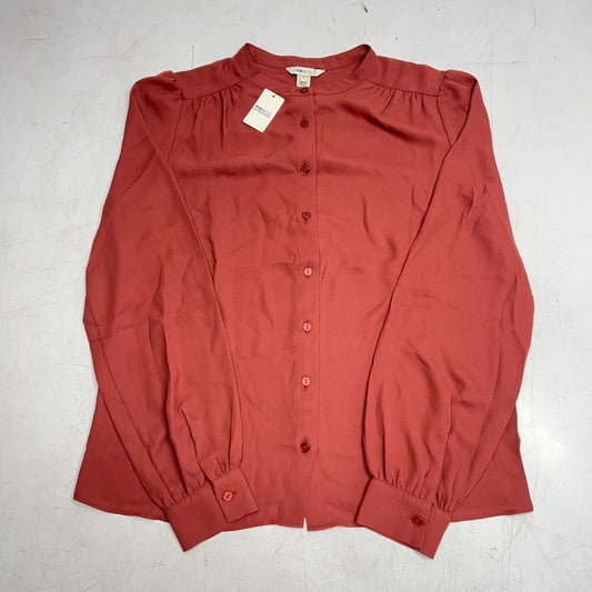 RW & CO Silky Long Sleeve Buttoned Down Blouse  Women's Sz S  Apple Butter