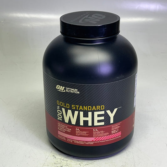 OPTIMUM NUTRITION 100% Whey Protein Powder Delicious Strawberry 4.98 lbs BB 01/27