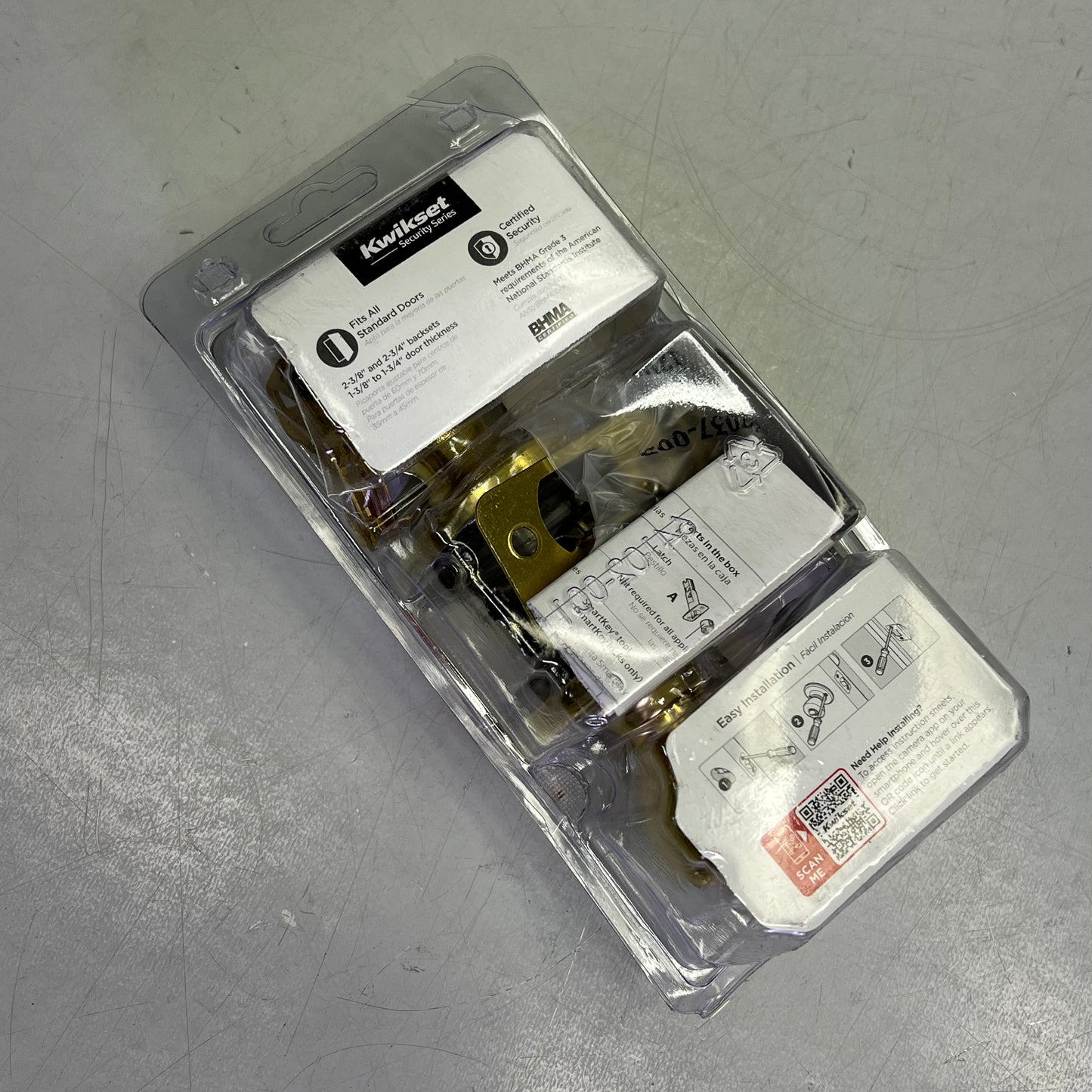 KWIKSET Tylo Polished Brass Entry Door Knob 1-1/3" Polished Brass 94002-828