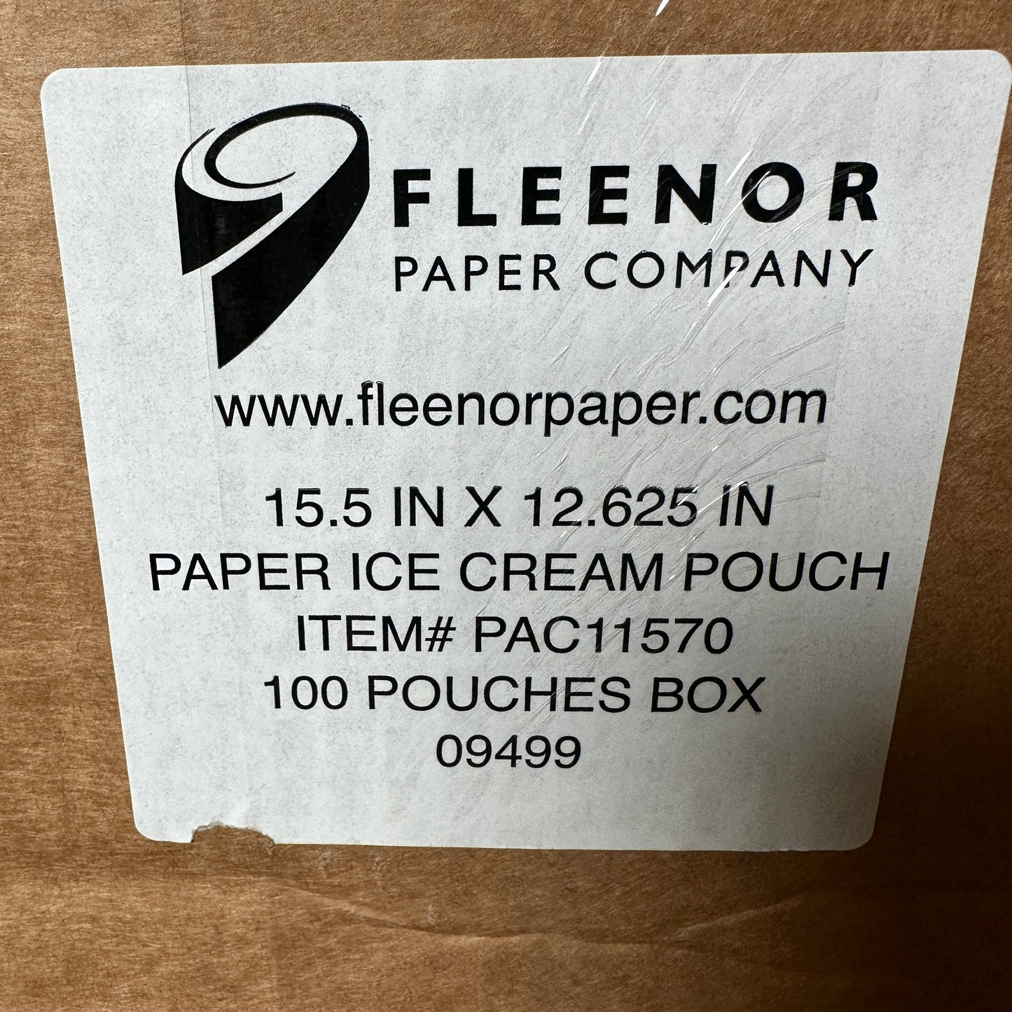 FLEENOR (100pcs) Paper Ice Cream Pouch 15.5"x12.625" Brown PAC11570