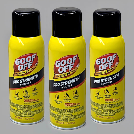 ZA@ GOOF OFF (3 PACK) Pro Strength Remover Dried Latex Paint Adhesives & Glue Asphalt & Tar FG658