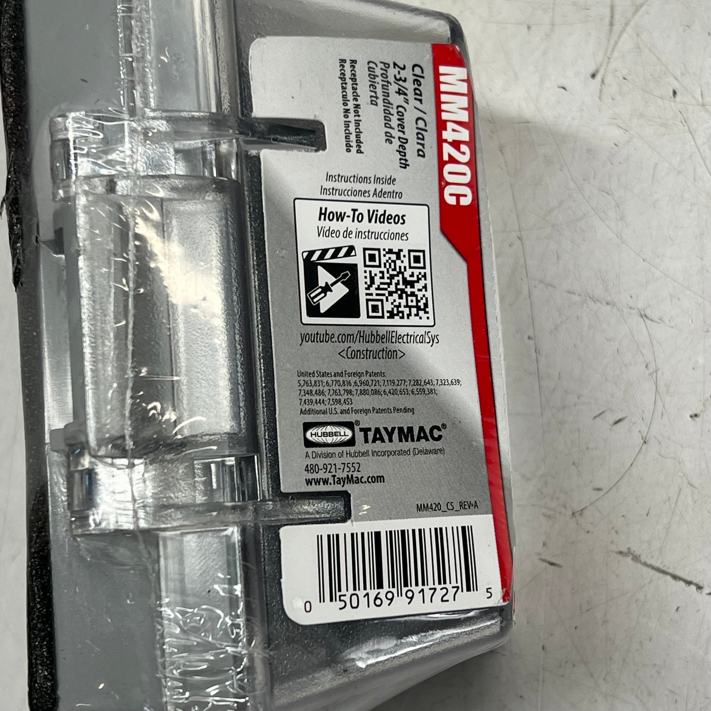 HUBBELL (2 PACK) Taymac Extra Duty Electrical Outlet Cover 2-3/4" Clear MM42|0C