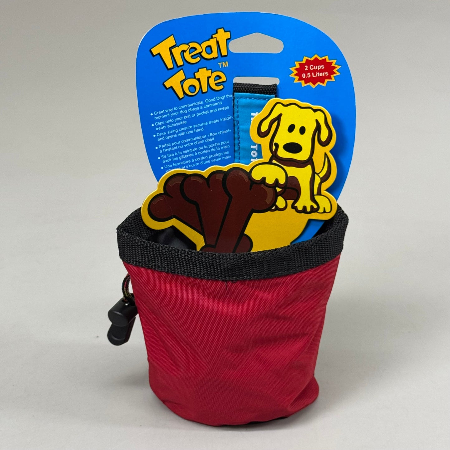 ZA@ CANINE HARDWARE Treat Tote LG 2 Cup Capacity Puppy Dog Training Red 01500 A