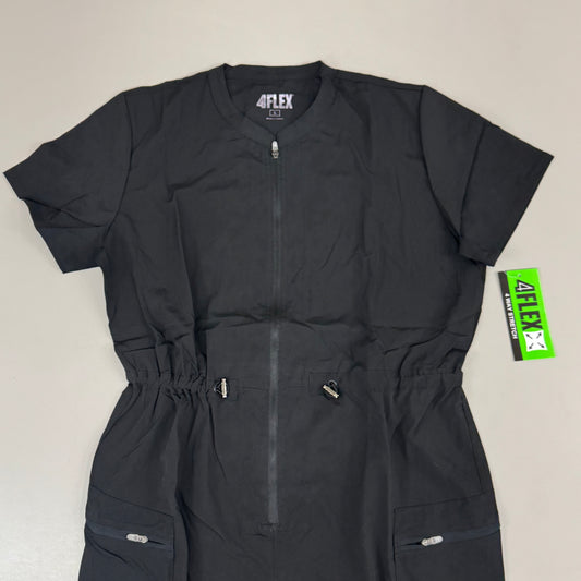 GREEN TOWN 4 Flex Scrubs Jumpsuit Cinch In Waist Women's Sz L Black GFX-023AST
