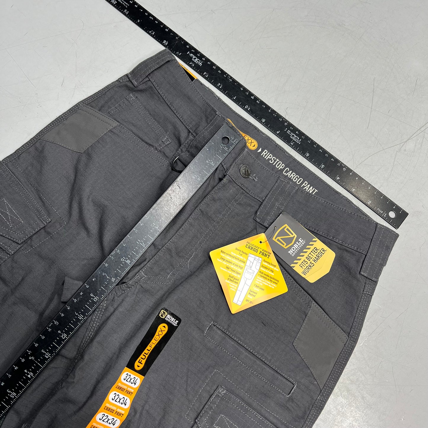 NOBLE OUTFITTERS Full Flexx Ripstop Cargo Pant Men's Sz 32x34 Wolf Grey 18449