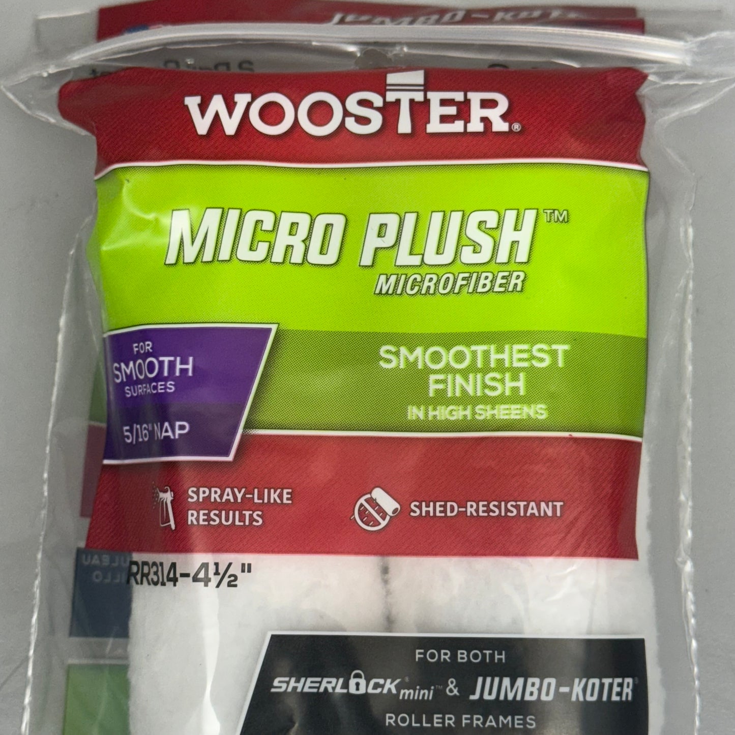 WOOSTER (4 PACK) 2 Micro Plush Microfiber Paint Rollers 4.5"x.5” White