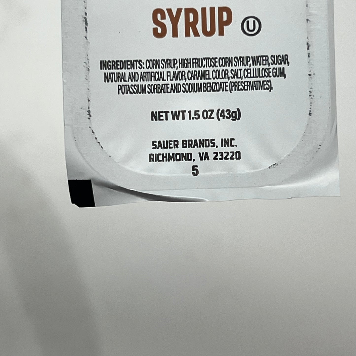 ZA@ SAUER (100 PACK) Regular Table Syrup Individually Packaged 1.5oz BB 11/26