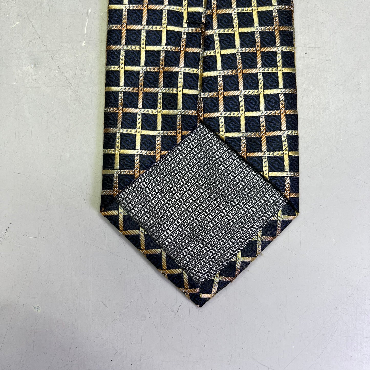 ALEXANDER JULIAN COLOURS Tile Design Tie 60" Gold/Black/Brown (Pre-Owned)