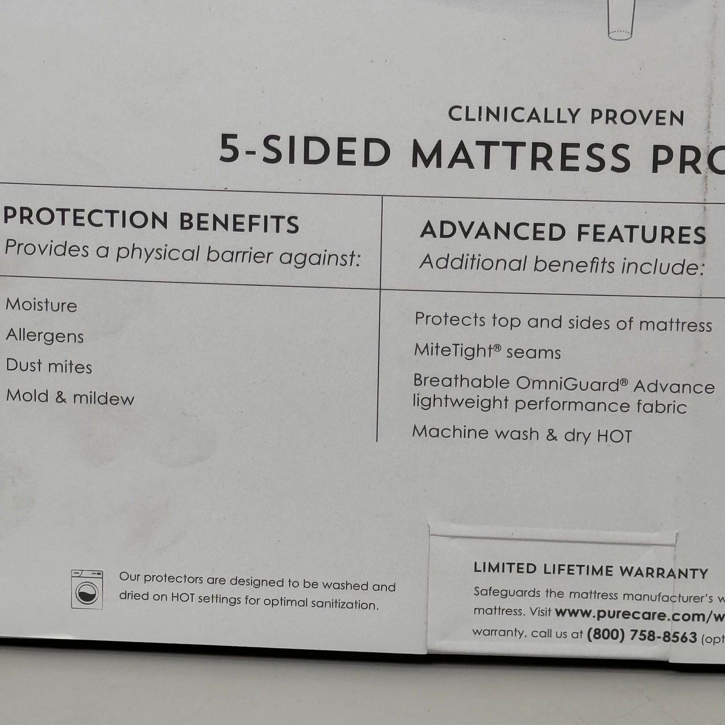 PURECARE Premium Protection Cooling 5-Sided Mattress Protector Twin XL FRIOMP38