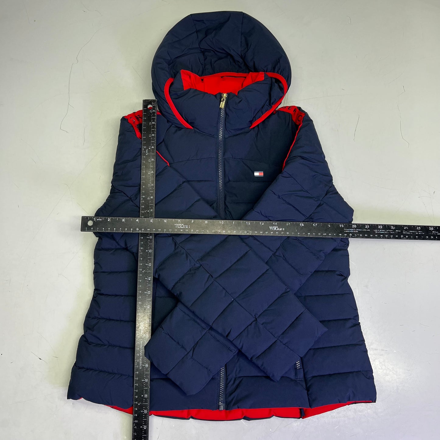 ZA@ TOMMY HILFIGER Lightweight Coat Jacket Women's Sz M Navy Blue/Red J2XJ0834
