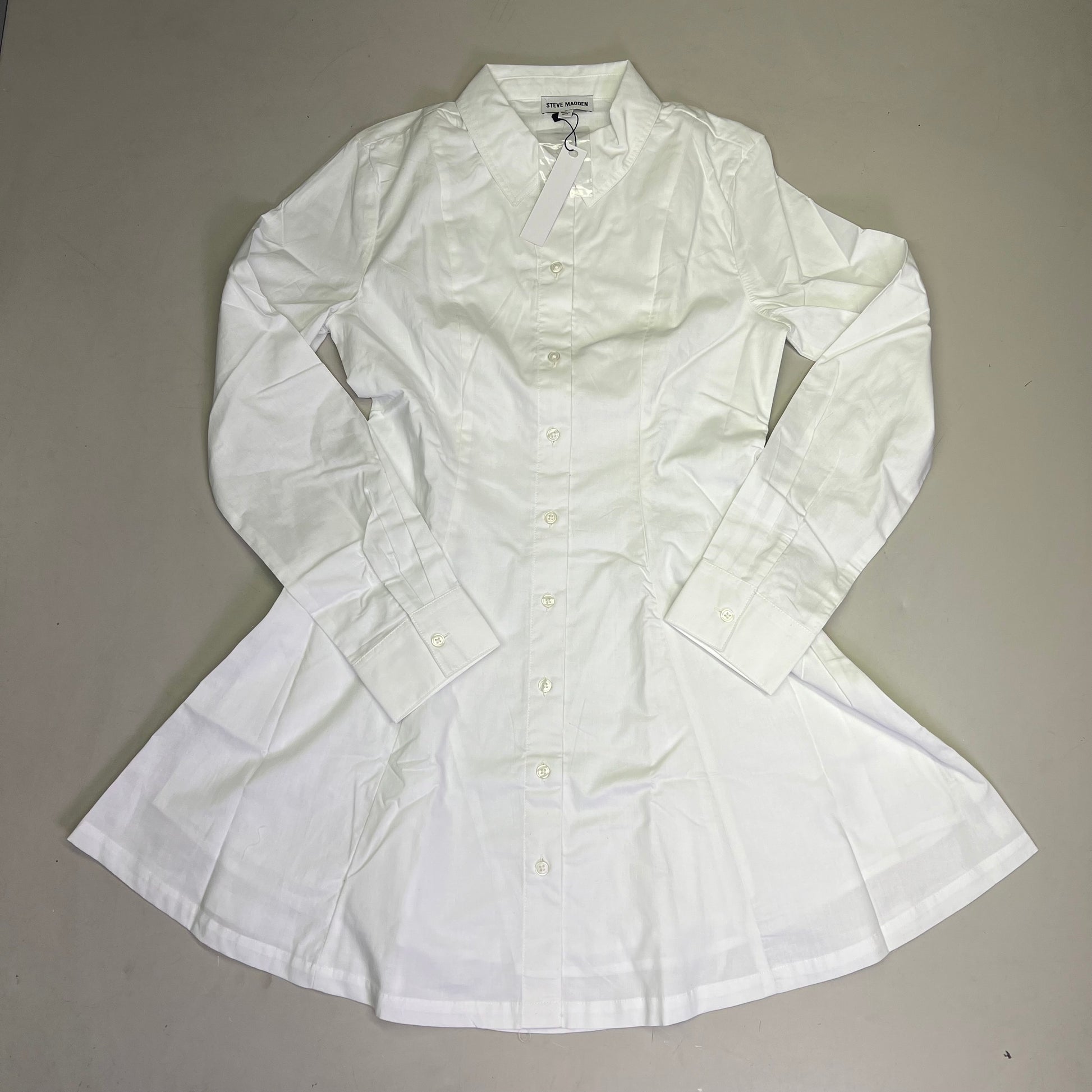 Steve Madden Fit & Flare Shirt Dress Long Sleeve Button Cuff Women's Sz M Cloud Steve Madden Fit & Flare Shirt Dress Long Sleeve Button Cuff Women's Sz M Cloud