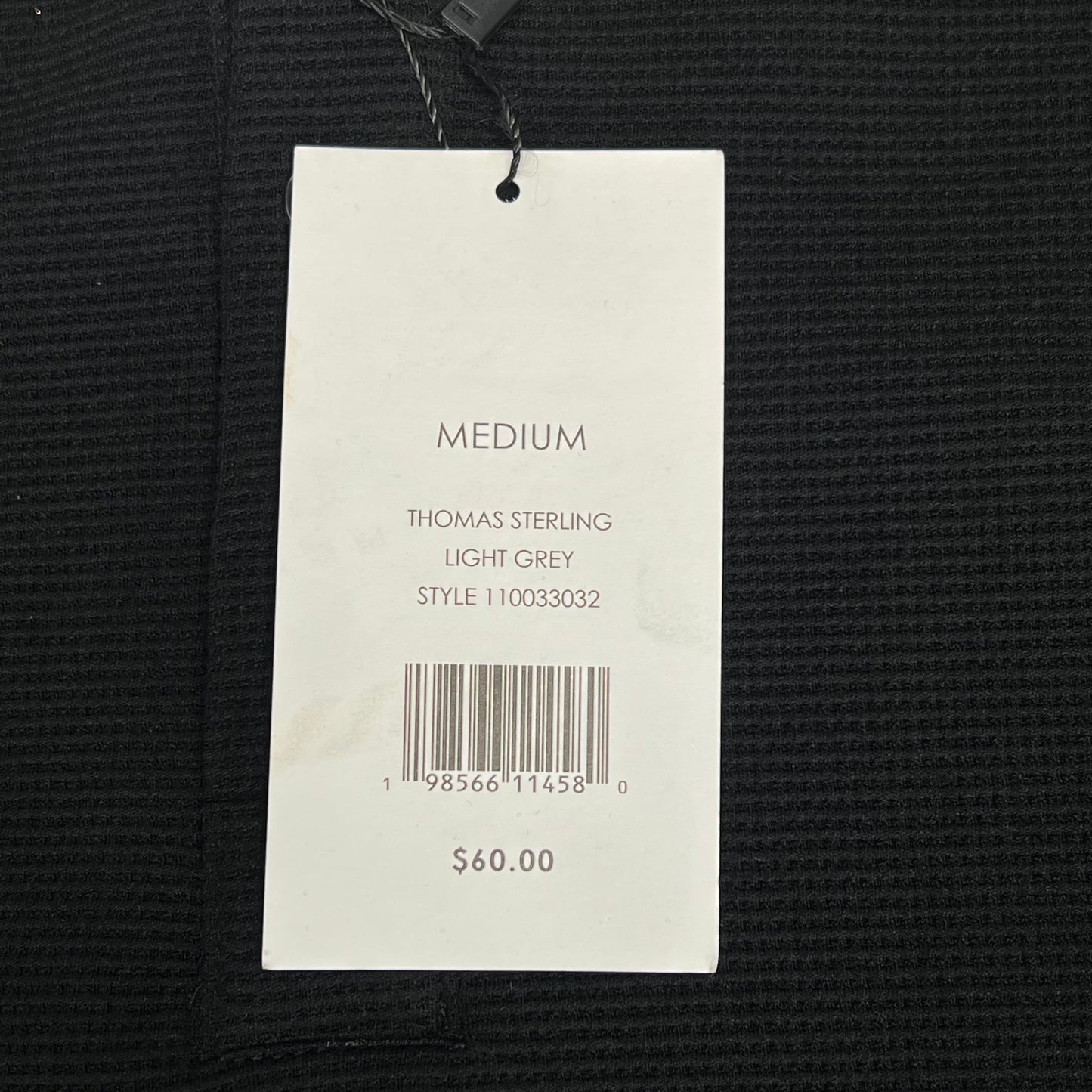 THOMAS STERLING Half Button Soft Waffle Knit Long Sleeve Shirt Men's Sz M Black