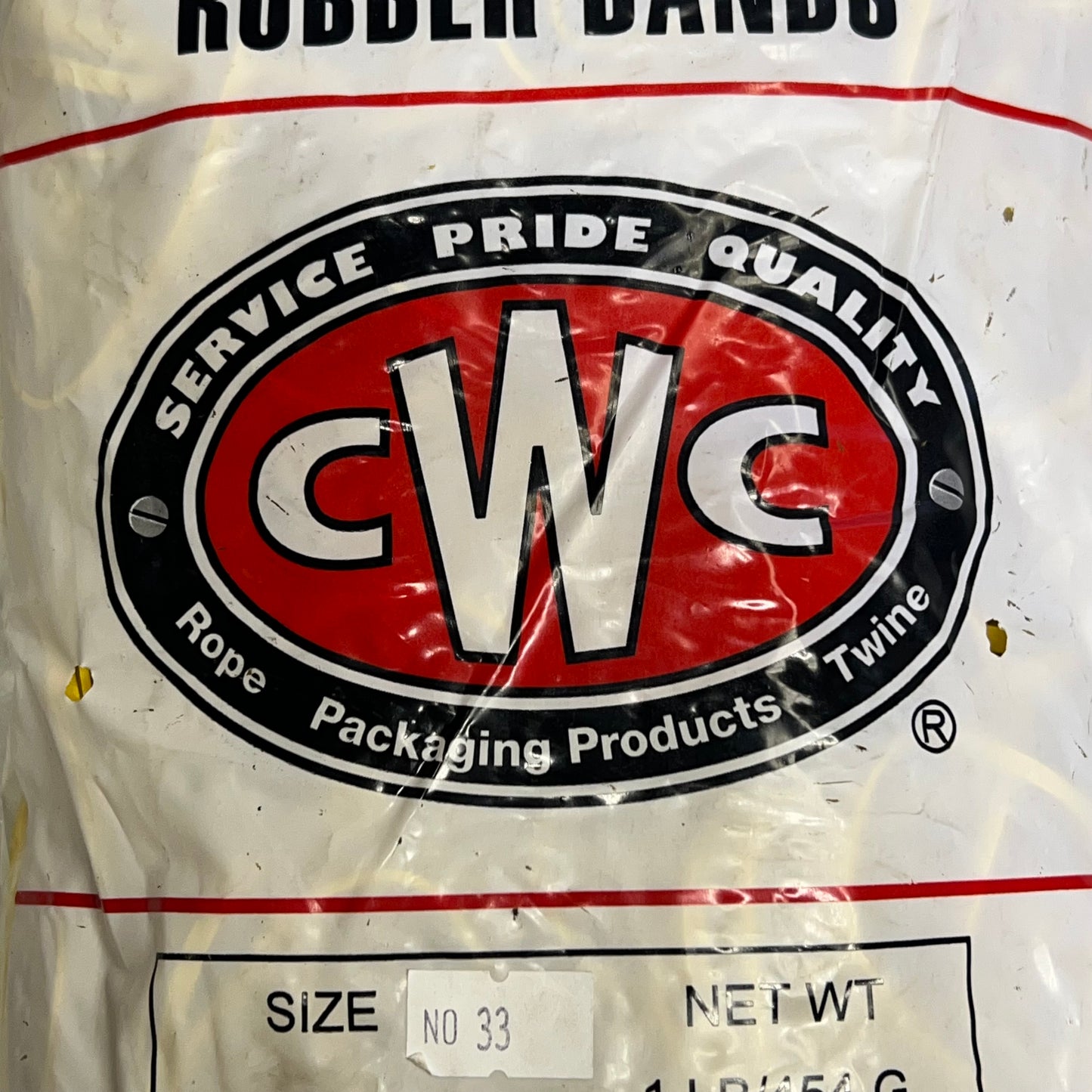 CWC  (1 LB BAG) Rubber Bands #33 1/2" x 1/8"  Yellow Crepe 230466