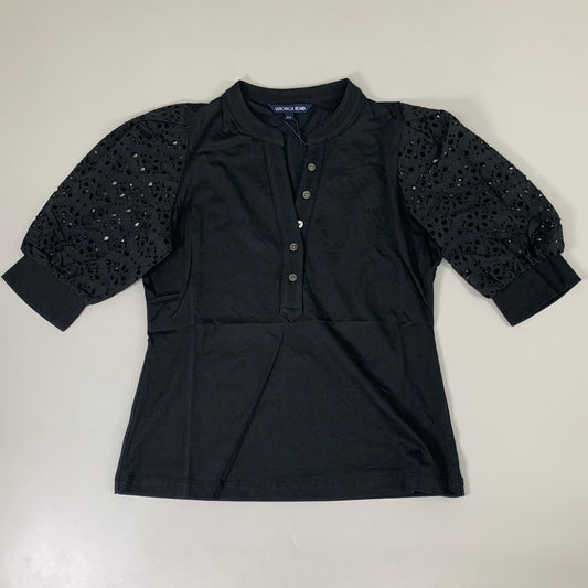 VERONICA BEARD Jeans Women's Coralee Top Lace Sleeves Sz-M Black J2406JY0330831