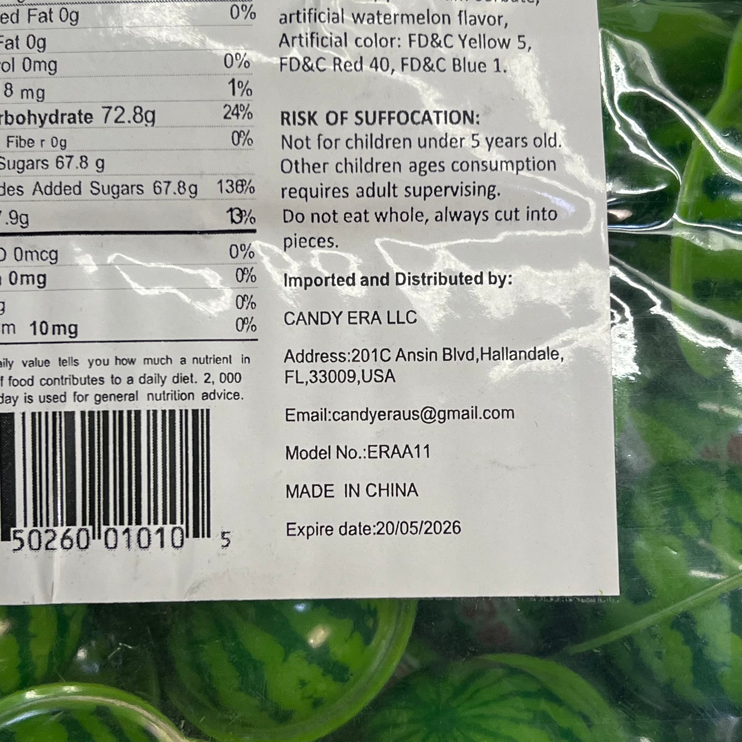 DEER DADA (5 LBS BAG) Individually Wrapped Watermelon Gummy Candy BB 05/26