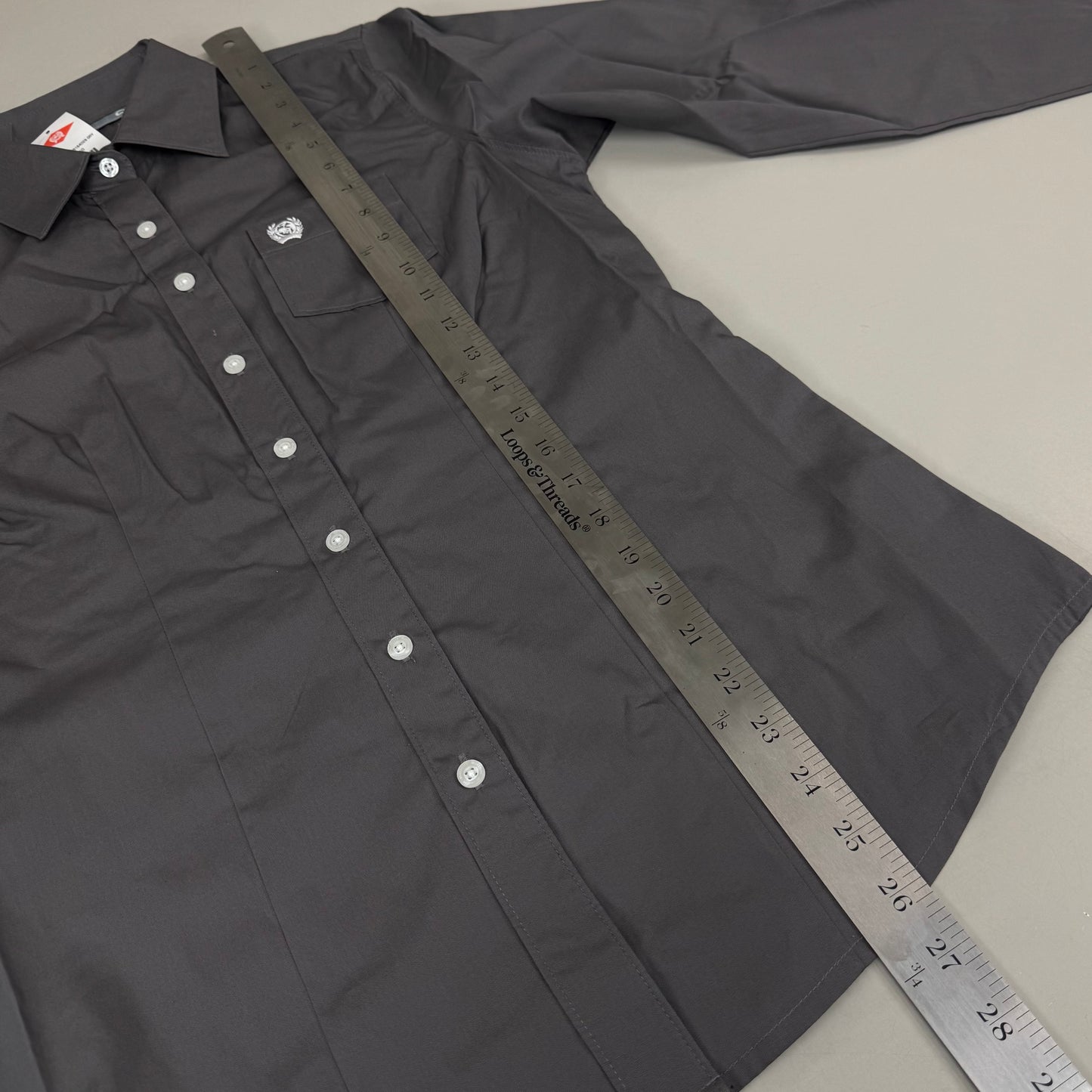 CINCH Long Sleeve & Shirt Tail Solid Button Down Top Women's SZ M Grey MSW9164029