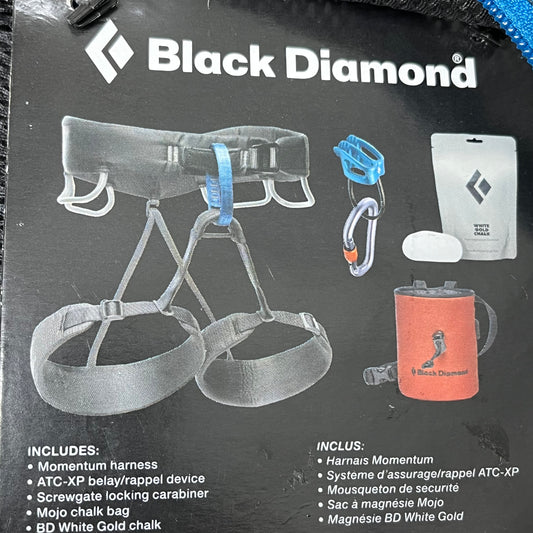 BLACK DIAMOND Momentum Harness 5-Piece Package Kit Mens Sz S Black BD6511500001