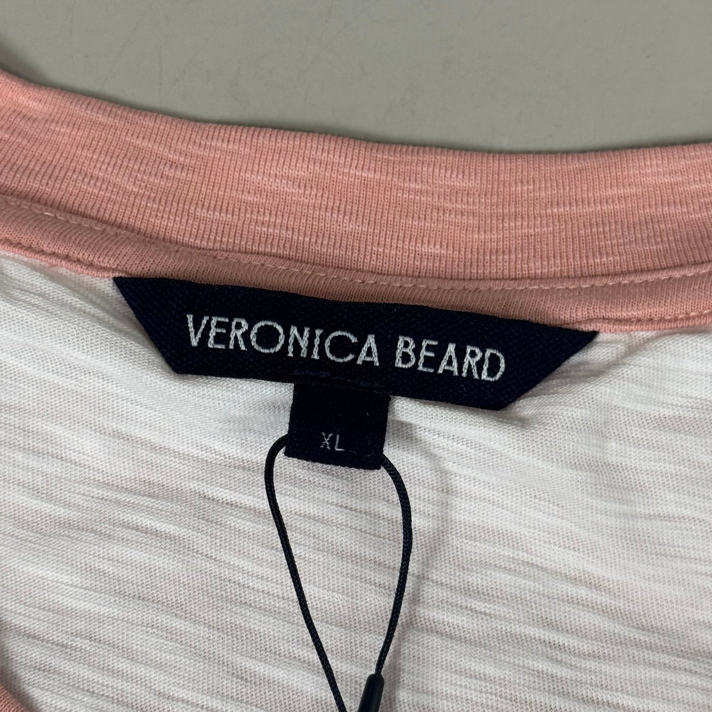 VERONICA BEARD Jeans Women's Mason Baseball Tee Sz-XL Rosebloom/White