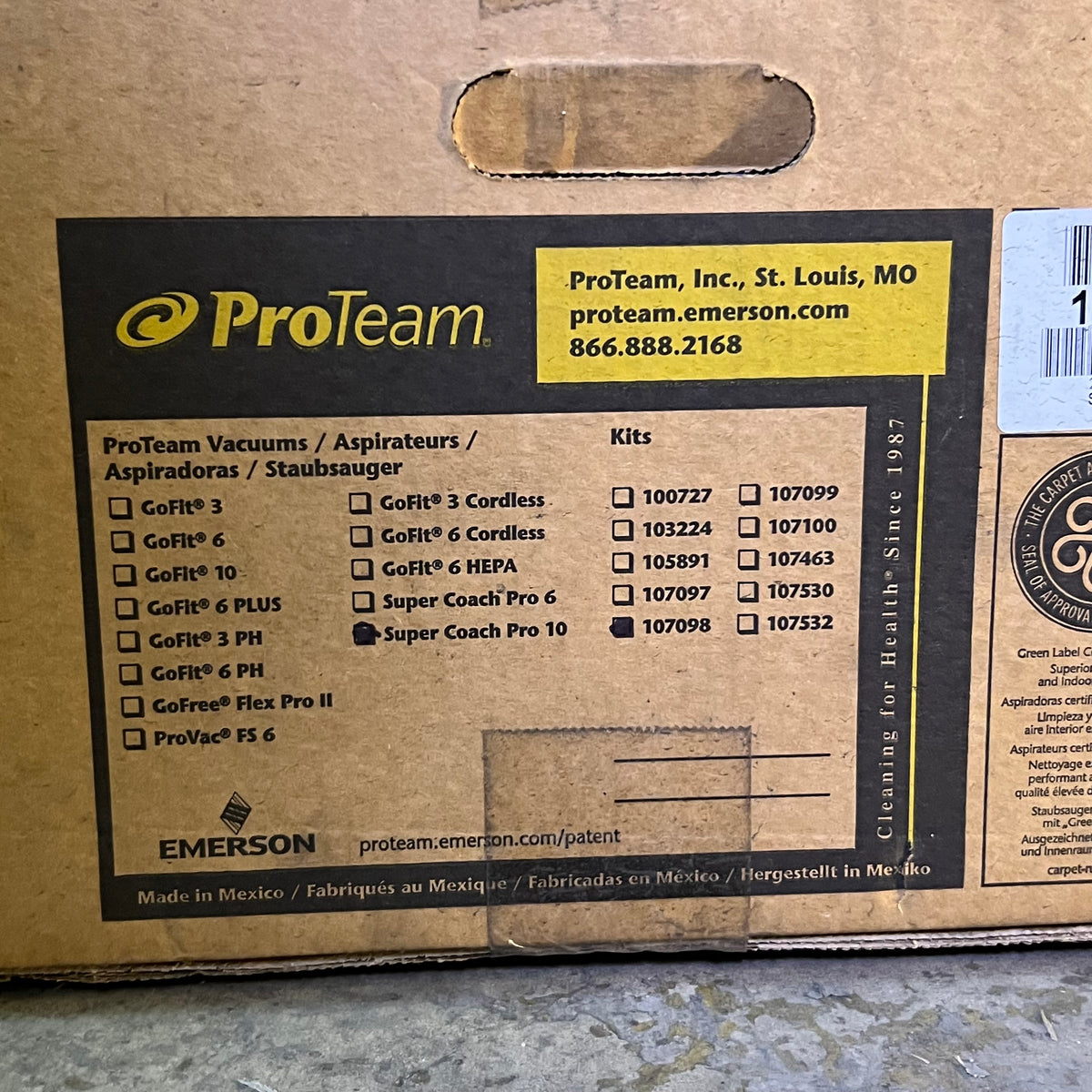PROTEAM Super Coach Pro 10 Commercial Backpack Vacuum Cleaner Sz 23"H Grey 1073110