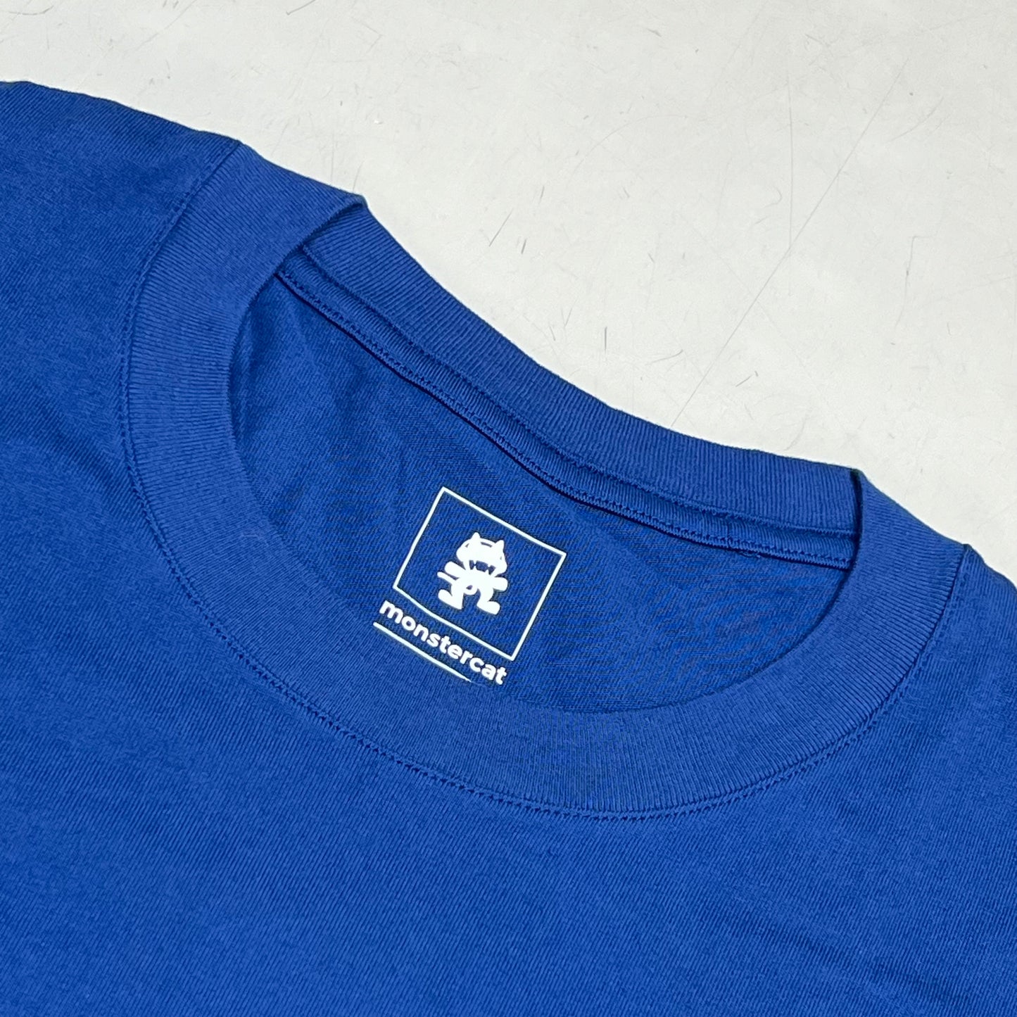 MONSTERCAT Records Long Sleeve T-Shirt Back Cat Comic Print Men's Sz S Blue