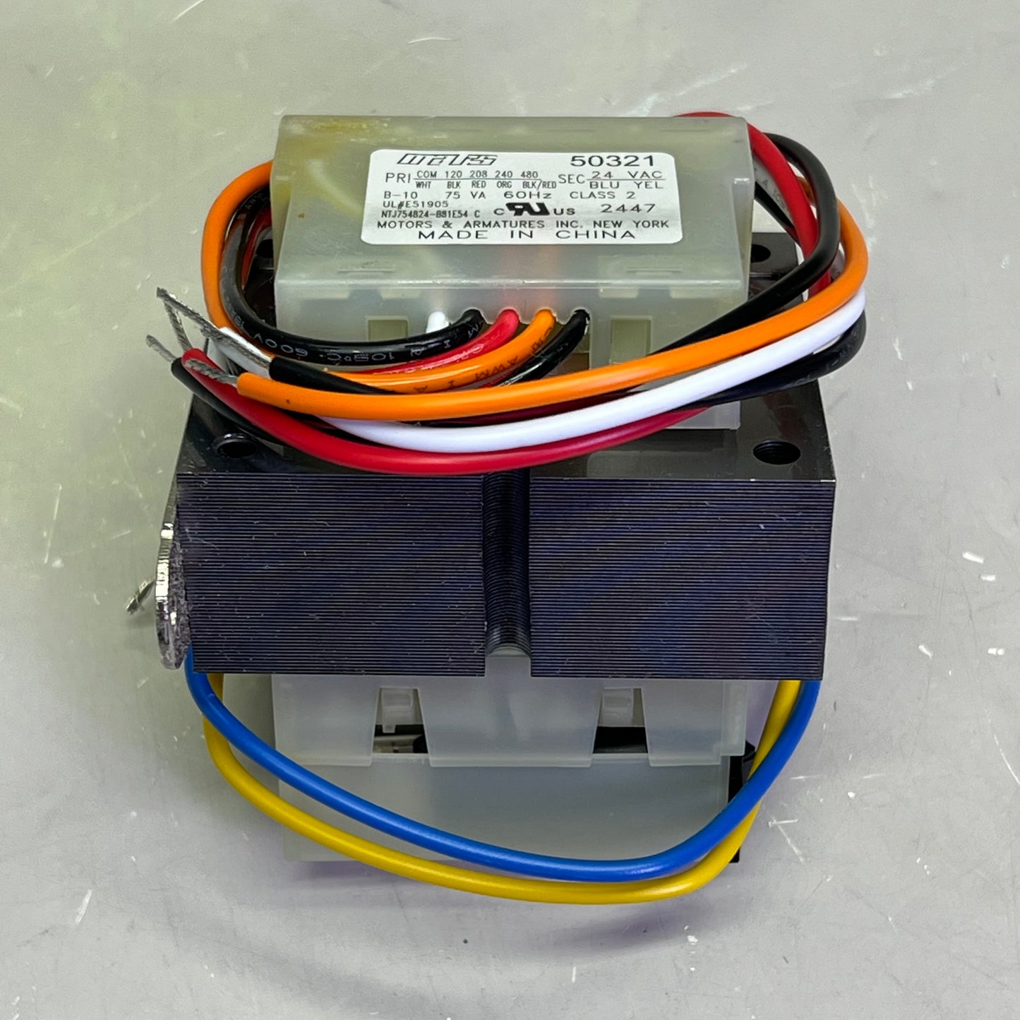 MARS 503 Series Foot Mount Transformer 24V w/ Wire Leads Breaker  75VA 50321