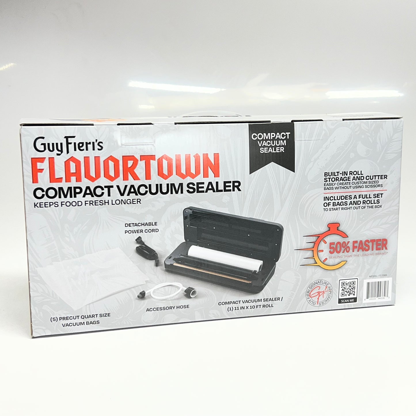 FLAVORTOWN Compact Vacuum Sealer 15"L x 6"W x 3"H Black FT-7000