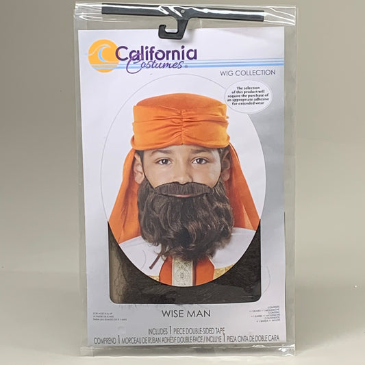 CALIFORNIA COSTUMES Kid's Wise Man Wig & Mustache Brown Ages 8+ 70919