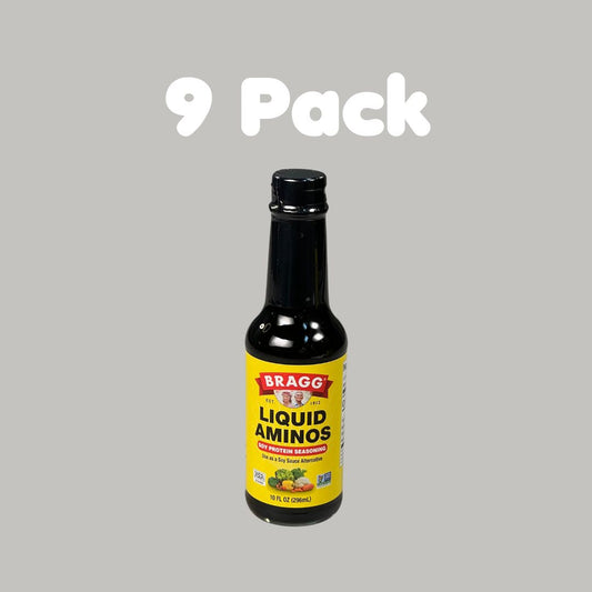 ZA@ BRAGG Pack of 9 Liquid Aminos Soy Protein Seasoning Soy Sauce Alternative 10 fl oz Exp 01/2024 (New) A