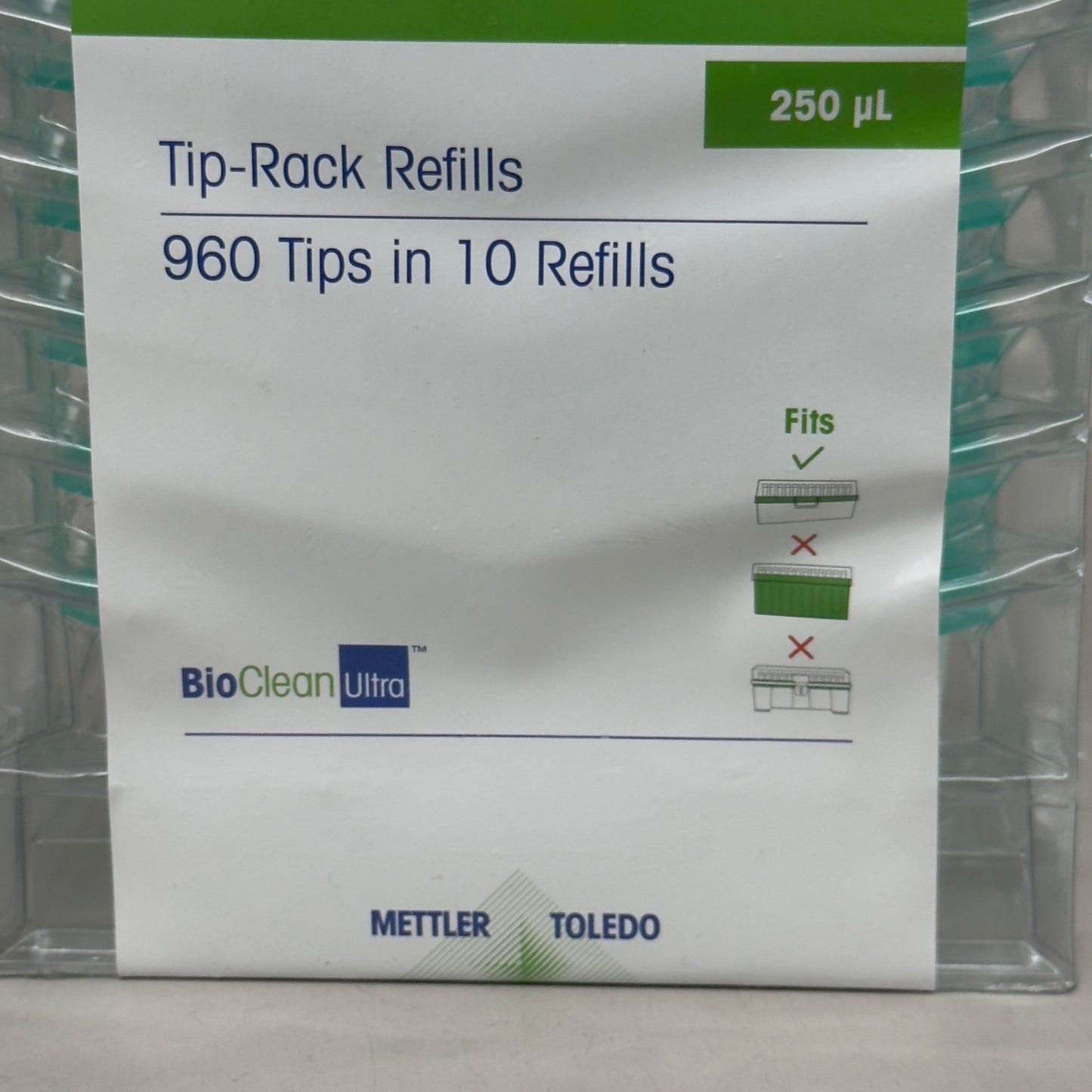 RAININ (960 Tips) Green-Pak Space Saver Tip-Rack Refills 250UPL Green 30389299